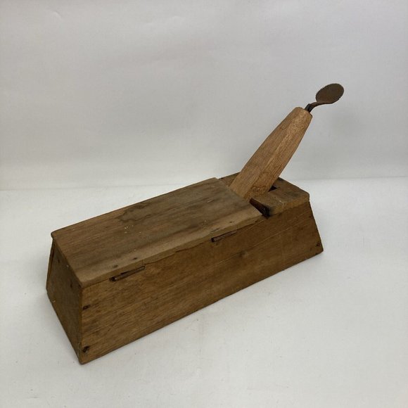 Vintage Antique Fold Up Wood Coconut Grinder Grater Primitive Rustic